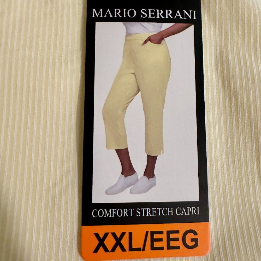 Mario Serrani Women's Comfort Stretch Capri Pant Size XXL Stripe Coastal (NEW)